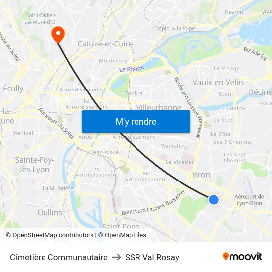 Cimetière Communautaire to SSR Val Rosay map