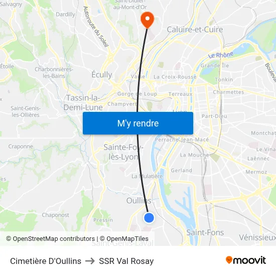 Cimetière D'Oullins to SSR Val Rosay map