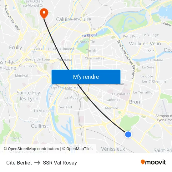 Cité Berliet to SSR Val Rosay map