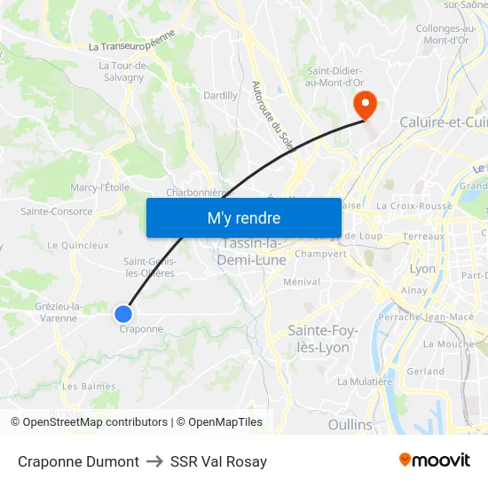 Craponne Dumont to SSR Val Rosay map