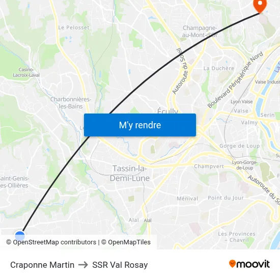 Craponne Martin to SSR Val Rosay map