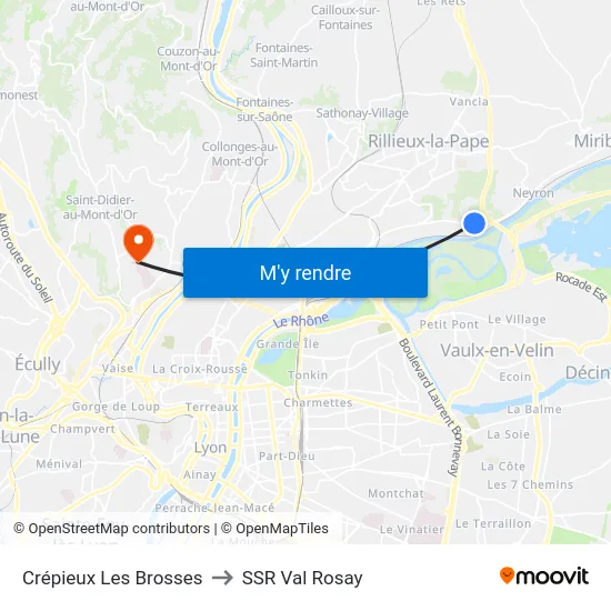 Crépieux Les Brosses to SSR Val Rosay map