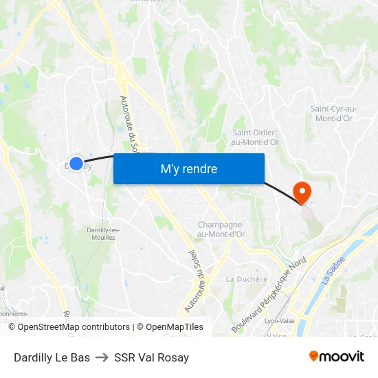 Dardilly Le Bas to SSR Val Rosay map