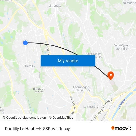 Dardilly Le Haut to SSR Val Rosay map