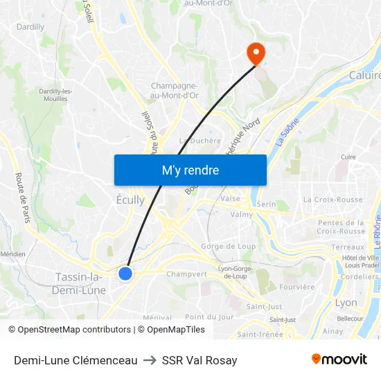 Demi-Lune Clémenceau to SSR Val Rosay map
