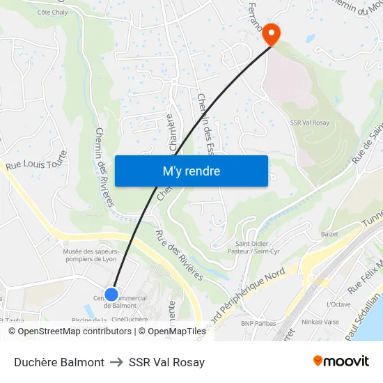 Duchère Balmont to SSR Val Rosay map