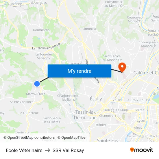 Ecole Vétérinaire to SSR Val Rosay map