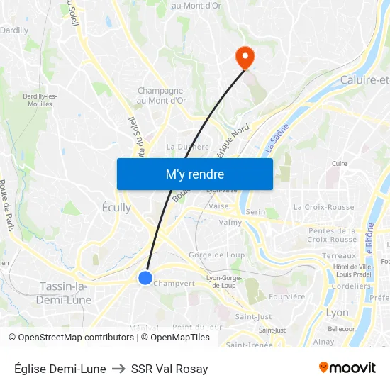 Église Demi-Lune to SSR Val Rosay map