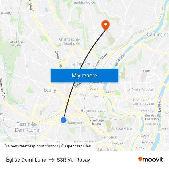 Église Demi-Lune to SSR Val Rosay map