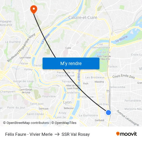 Félix Faure - Vivier Merle to SSR Val Rosay map