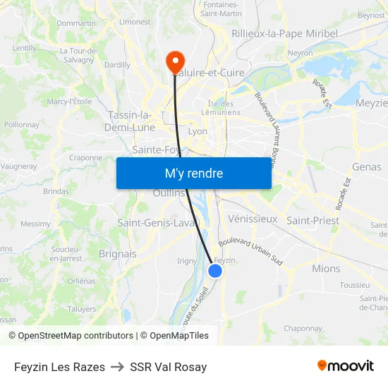 Feyzin Les Razes to SSR Val Rosay map