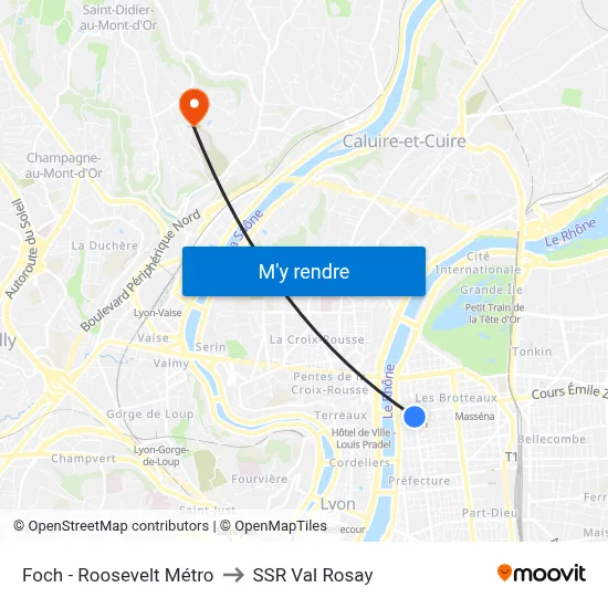 Foch - Roosevelt Métro to SSR Val Rosay map