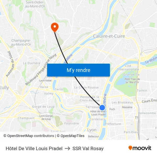 Hôtel De Ville Louis Pradel to SSR Val Rosay map