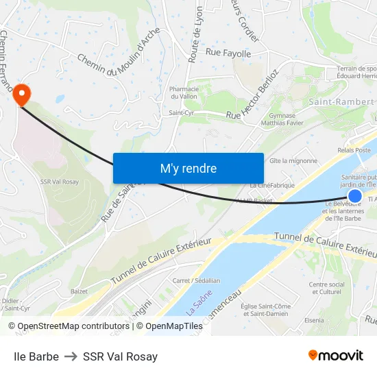 Ile Barbe to SSR Val Rosay map