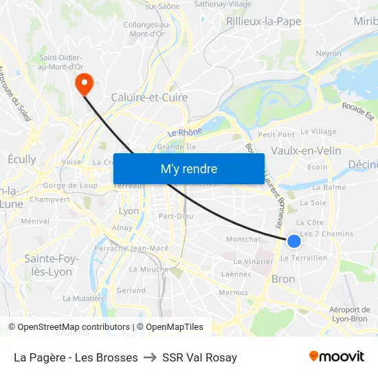 La Pagère - Les Brosses to SSR Val Rosay map