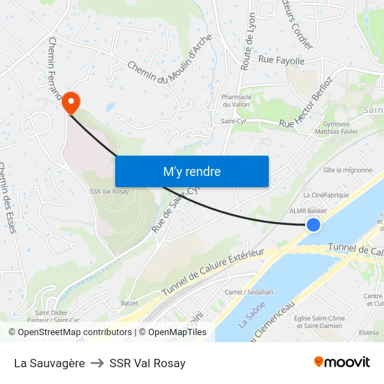 La Sauvagère to SSR Val Rosay map