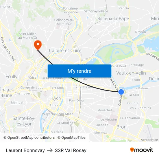 Laurent Bonnevay to SSR Val Rosay map