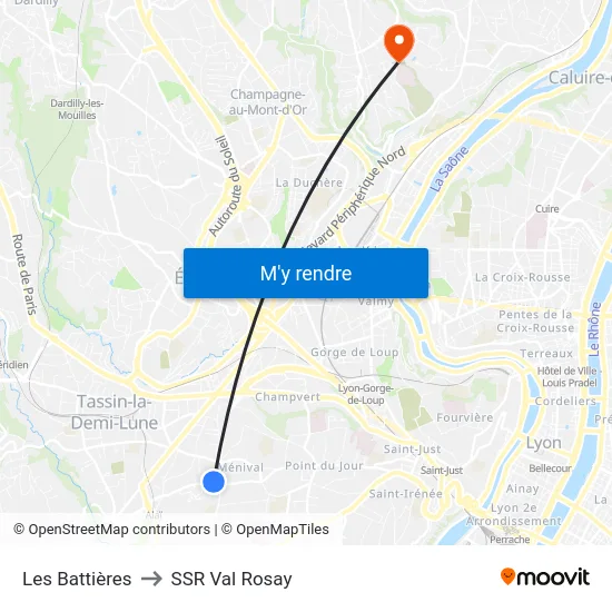 Les Battières to SSR Val Rosay map