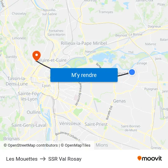 Les Mouettes to SSR Val Rosay map