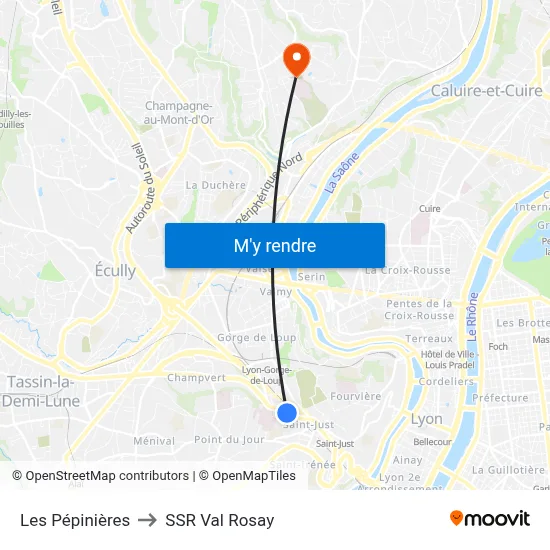 Les Pépinières to SSR Val Rosay map
