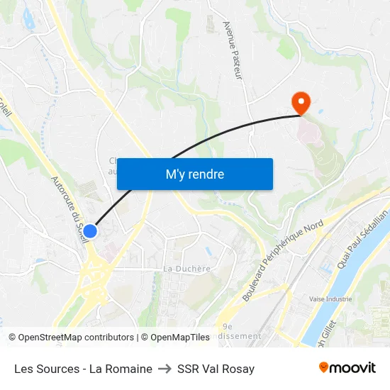 Les Sources - La Romaine to SSR Val Rosay map