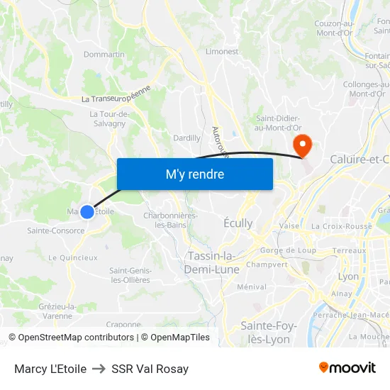Marcy L'Etoile to SSR Val Rosay map