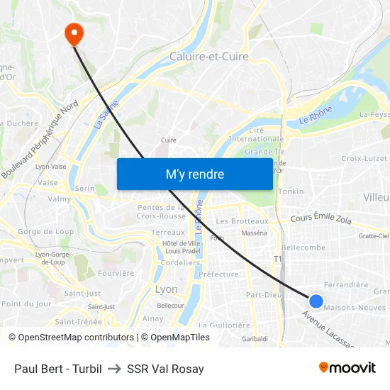 Paul Bert - Turbil to SSR Val Rosay map