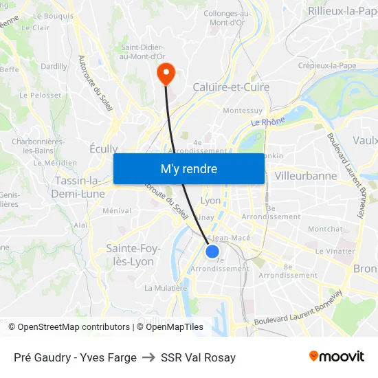 Pré Gaudry - Yves Farge to SSR Val Rosay map