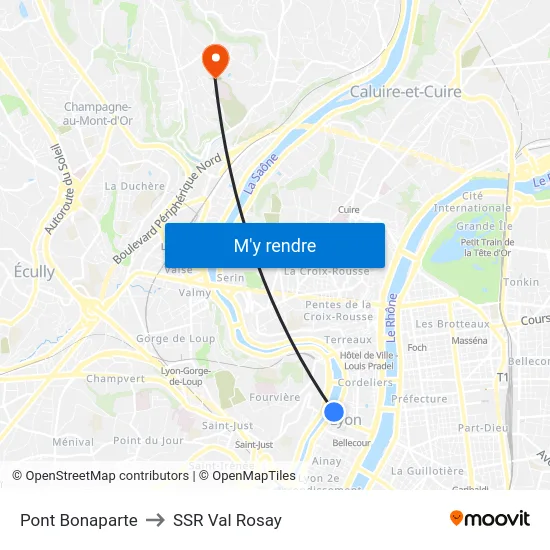 Pont Bonaparte to SSR Val Rosay map