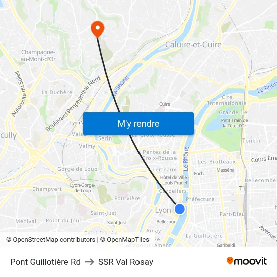 Pont Guillotière Rd to SSR Val Rosay map