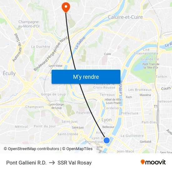Pont Gallieni R.D. to SSR Val Rosay map