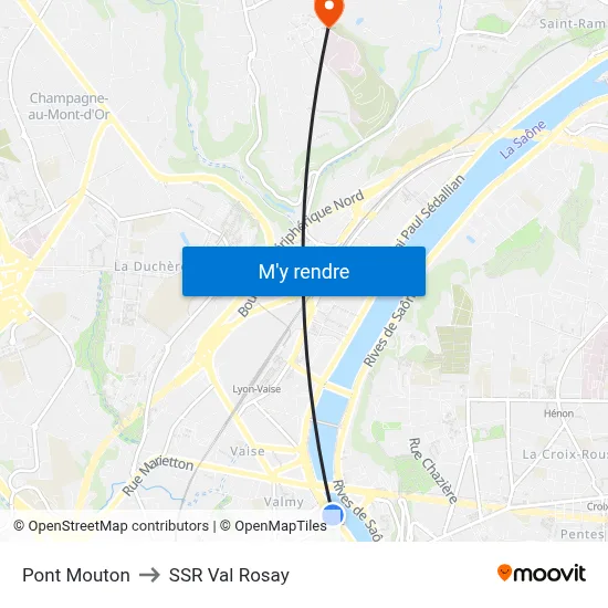 Pont Mouton to SSR Val Rosay map