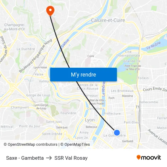 Saxe - Gambetta to SSR Val Rosay map