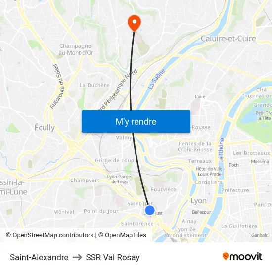 Saint-Alexandre to SSR Val Rosay map