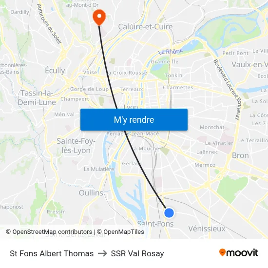 St Fons Albert Thomas to SSR Val Rosay map