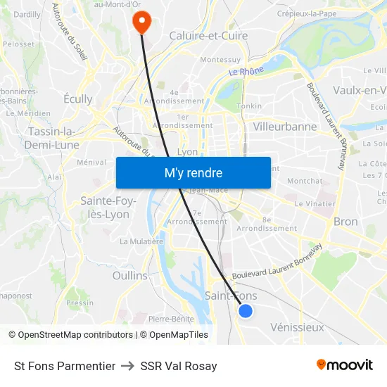 St Fons Parmentier to SSR Val Rosay map