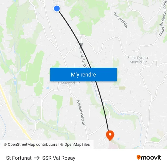 St Fortunat to SSR Val Rosay map