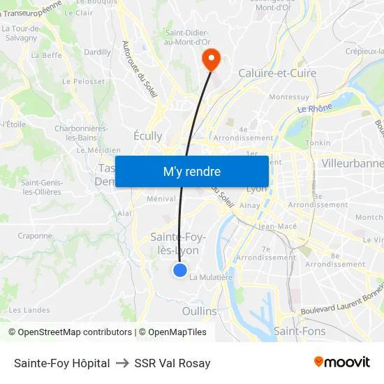 Sainte-Foy Hôpital to SSR Val Rosay map
