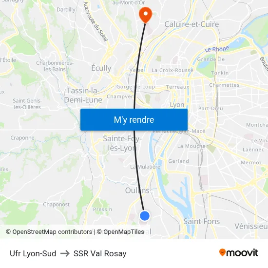 Ufr Lyon-Sud to SSR Val Rosay map