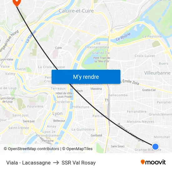 Viala - Lacassagne to SSR Val Rosay map