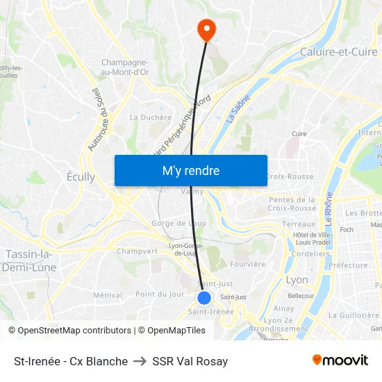 St-Irenée - Cx Blanche to SSR Val Rosay map