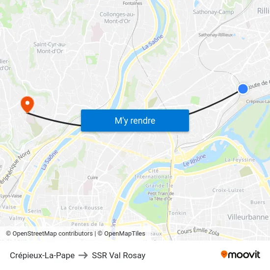 Crépieux-La-Pape to SSR Val Rosay map