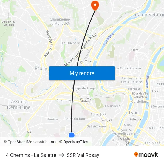 4 Chemins - La Salette to SSR Val Rosay map
