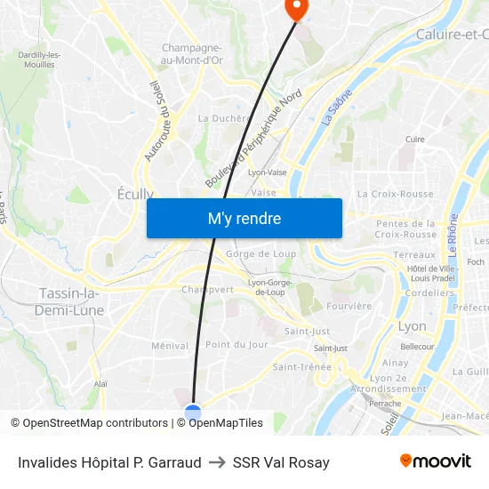 Invalides Hôpital P. Garraud to SSR Val Rosay map
