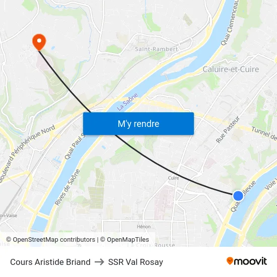 Cours Aristide Briand to SSR Val Rosay map