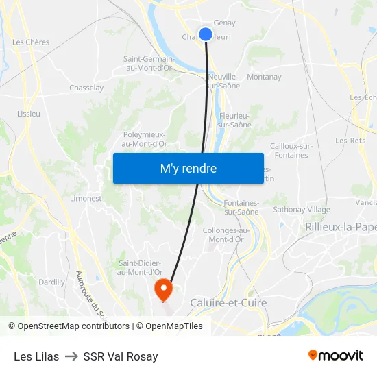 Les Lilas to SSR Val Rosay map