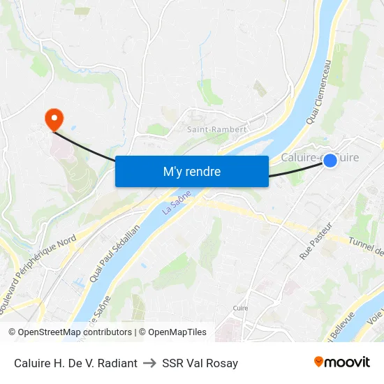 Caluire H. De V. Radiant to SSR Val Rosay map