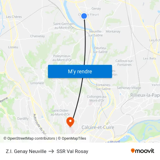 Z.I. Genay Neuville to SSR Val Rosay map