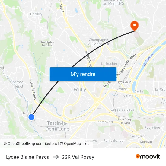 Lycée Blaise Pascal to SSR Val Rosay map