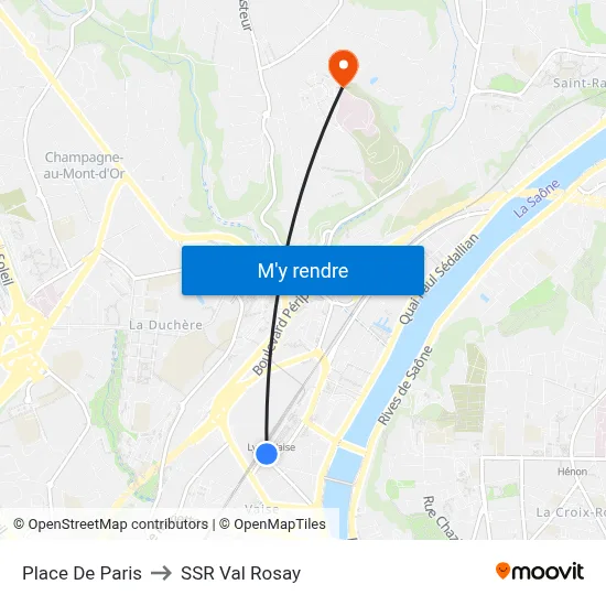 Place De Paris to SSR Val Rosay map